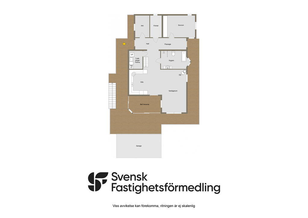 Alternativ planritning enligt bygglovsritningar, entréplan