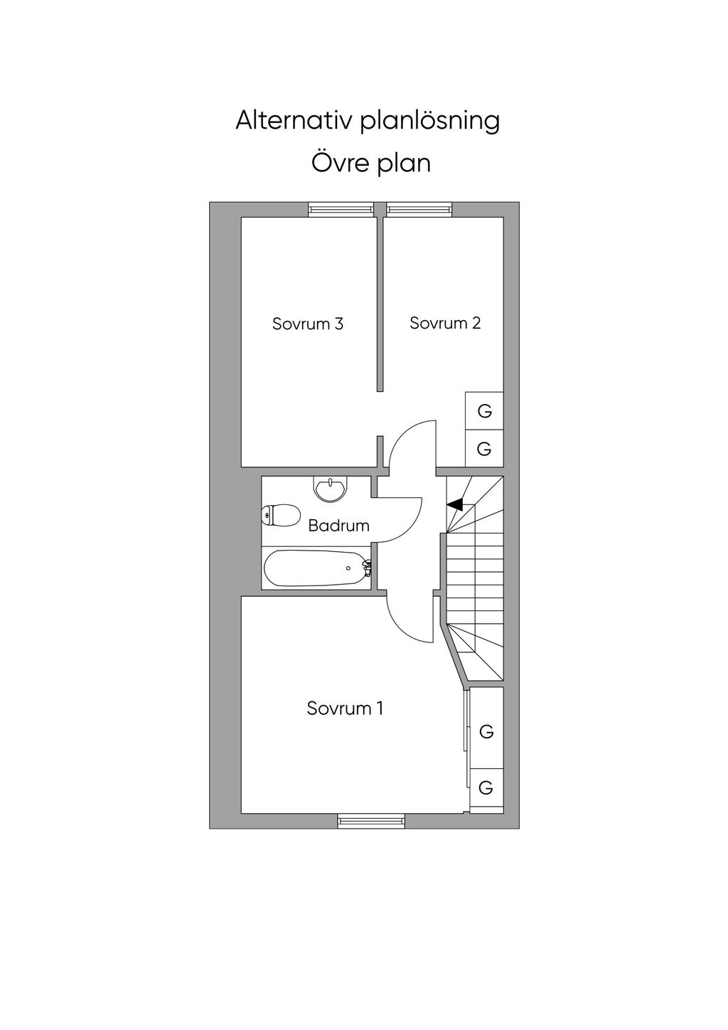 Alternativ planlösning övre plan