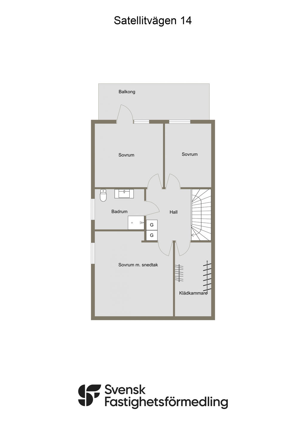 Satellitvägen 14 - 2D - Ritning Övre plan