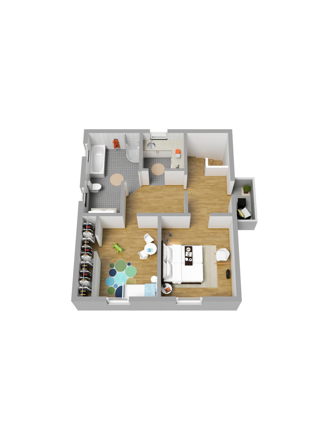 Planlösning övre plan 3D
