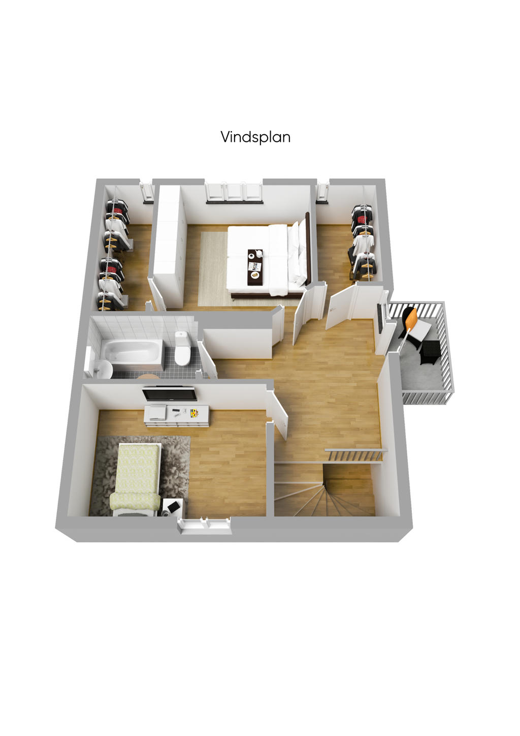 Planritning övreplan 3D