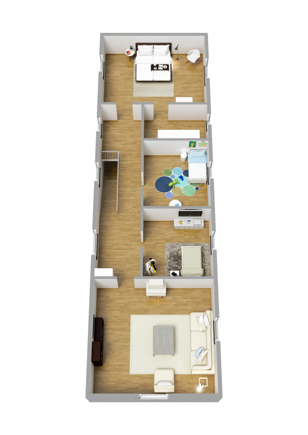 Planlösning övre plan 3D