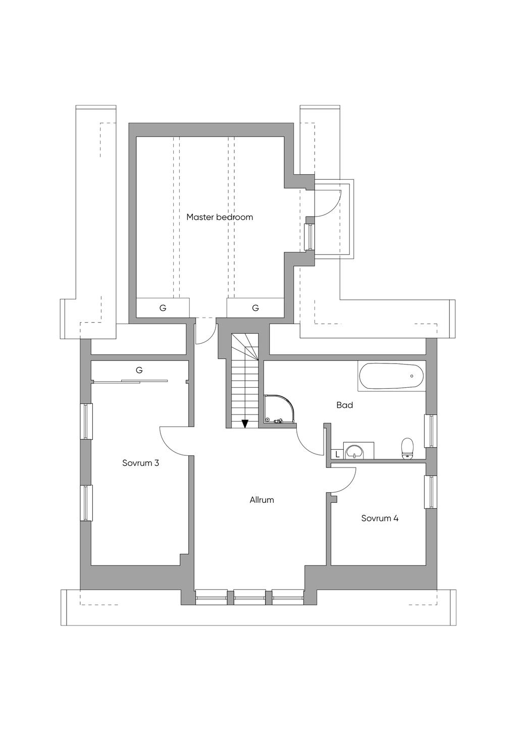 Planlösning övre plan