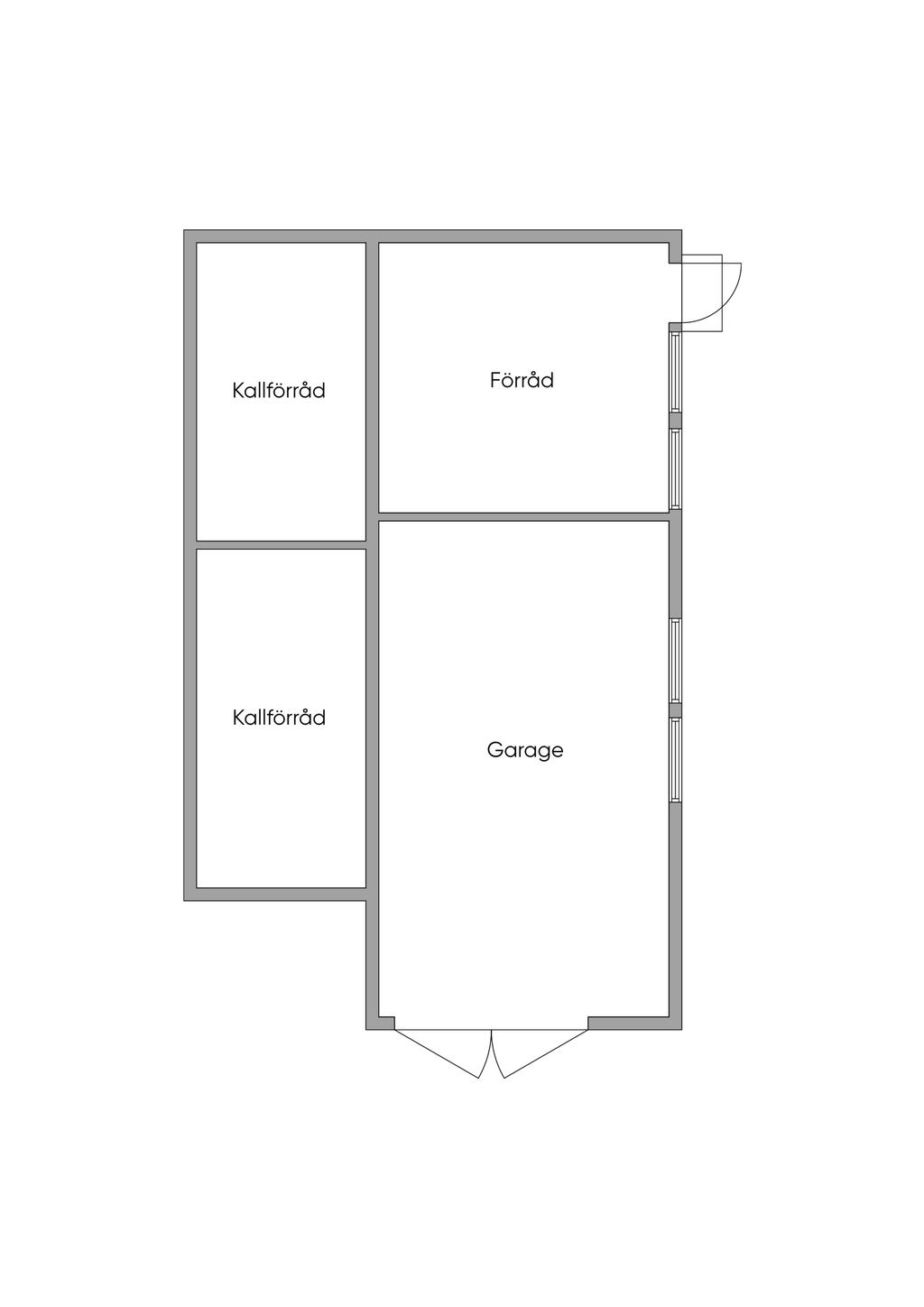 Planritning garage och förråd (ej skalenlig)