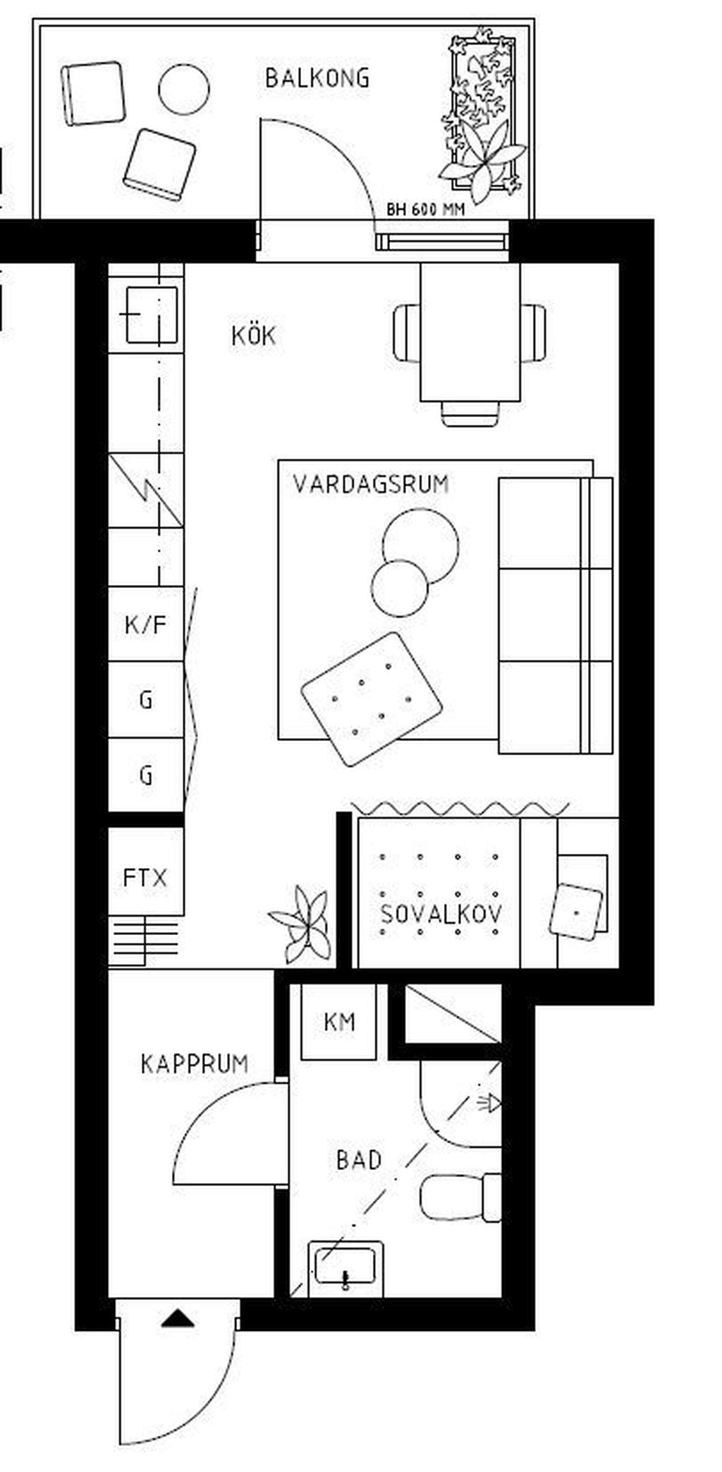 Planlösning möblerad