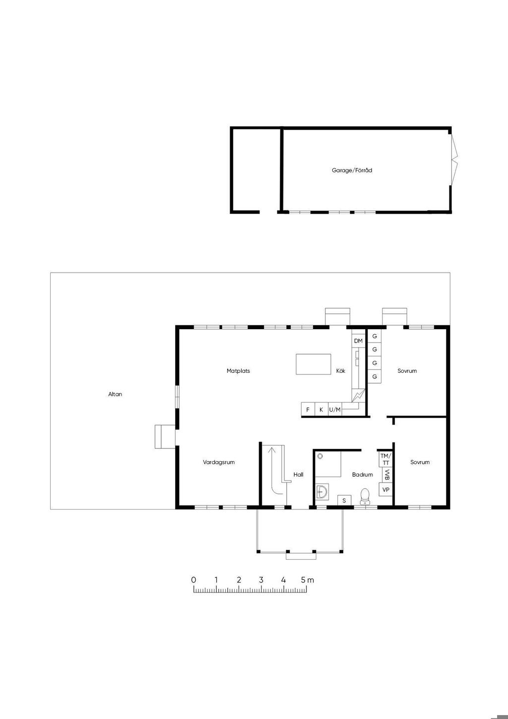 Planlösning entréplan och garage