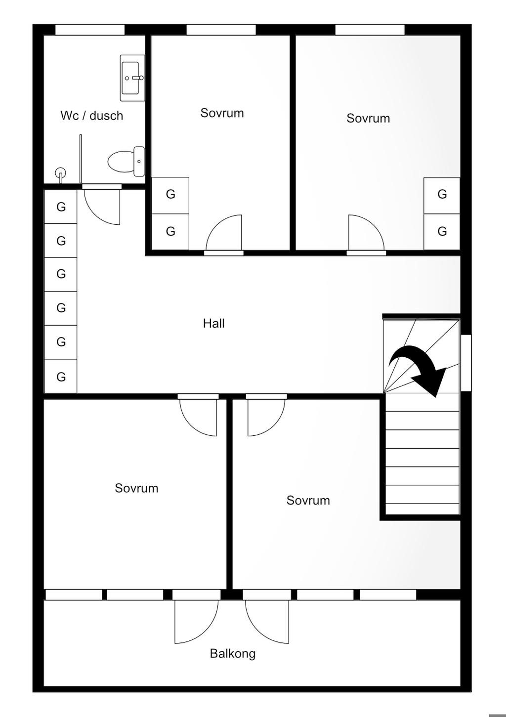 Planlösning övre plan