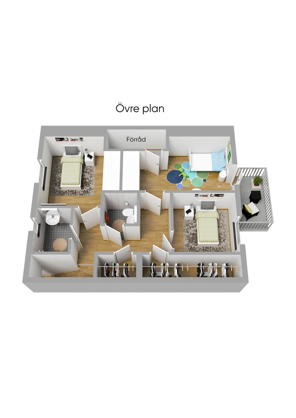 Planlösning övre plan 3D