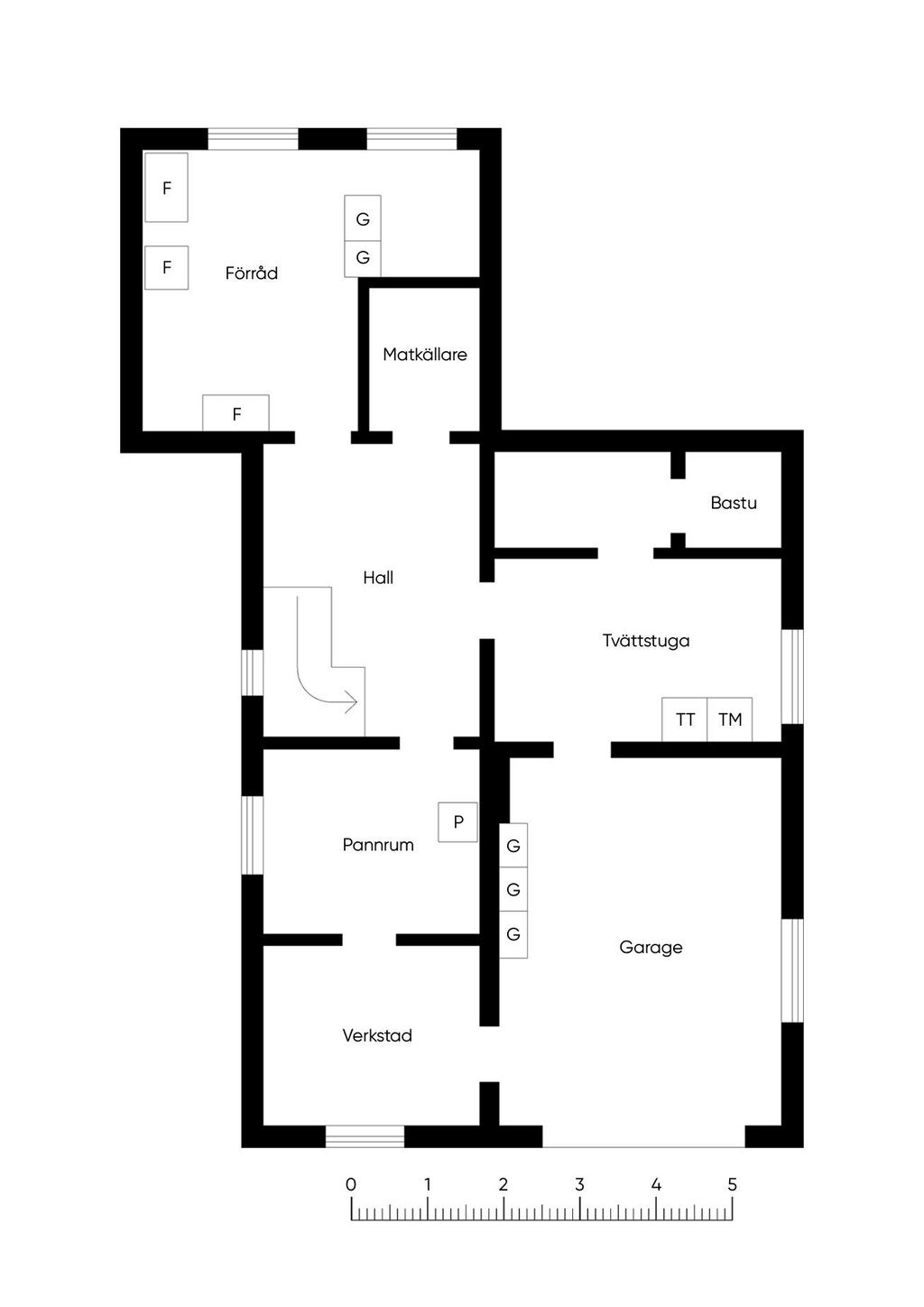 Planlösning källare.