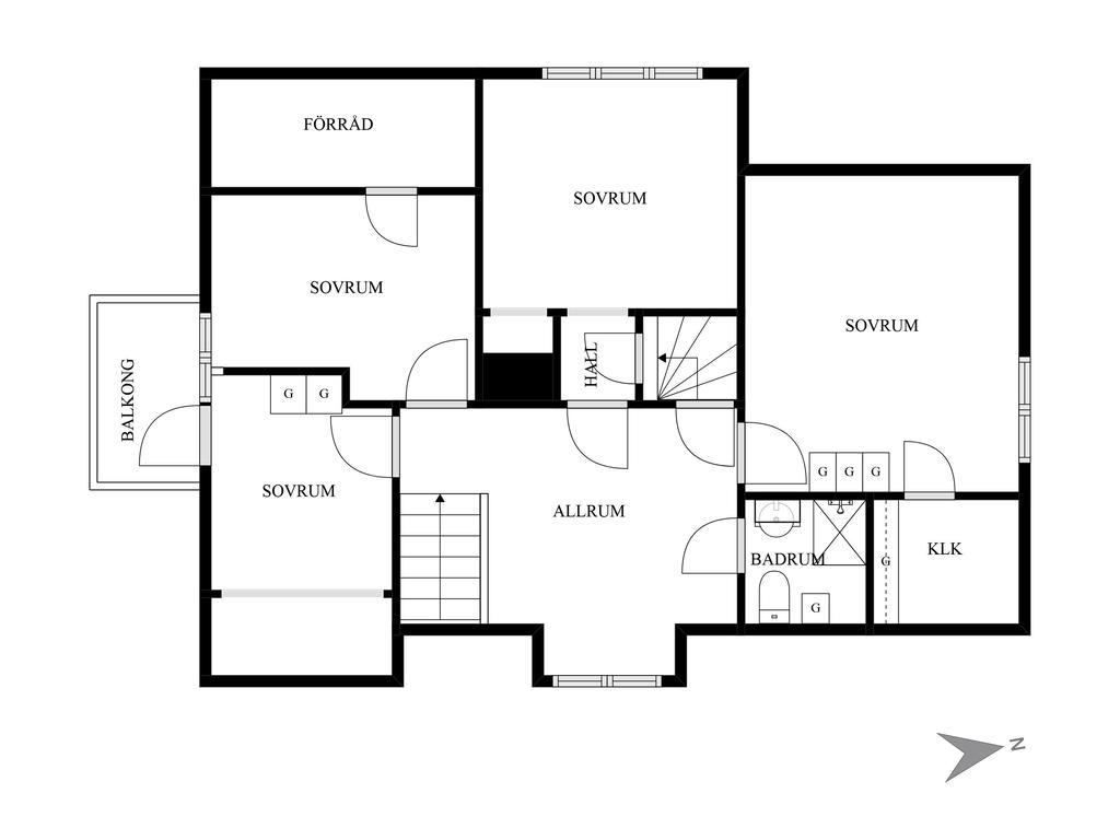 Planlösning övre plan.
