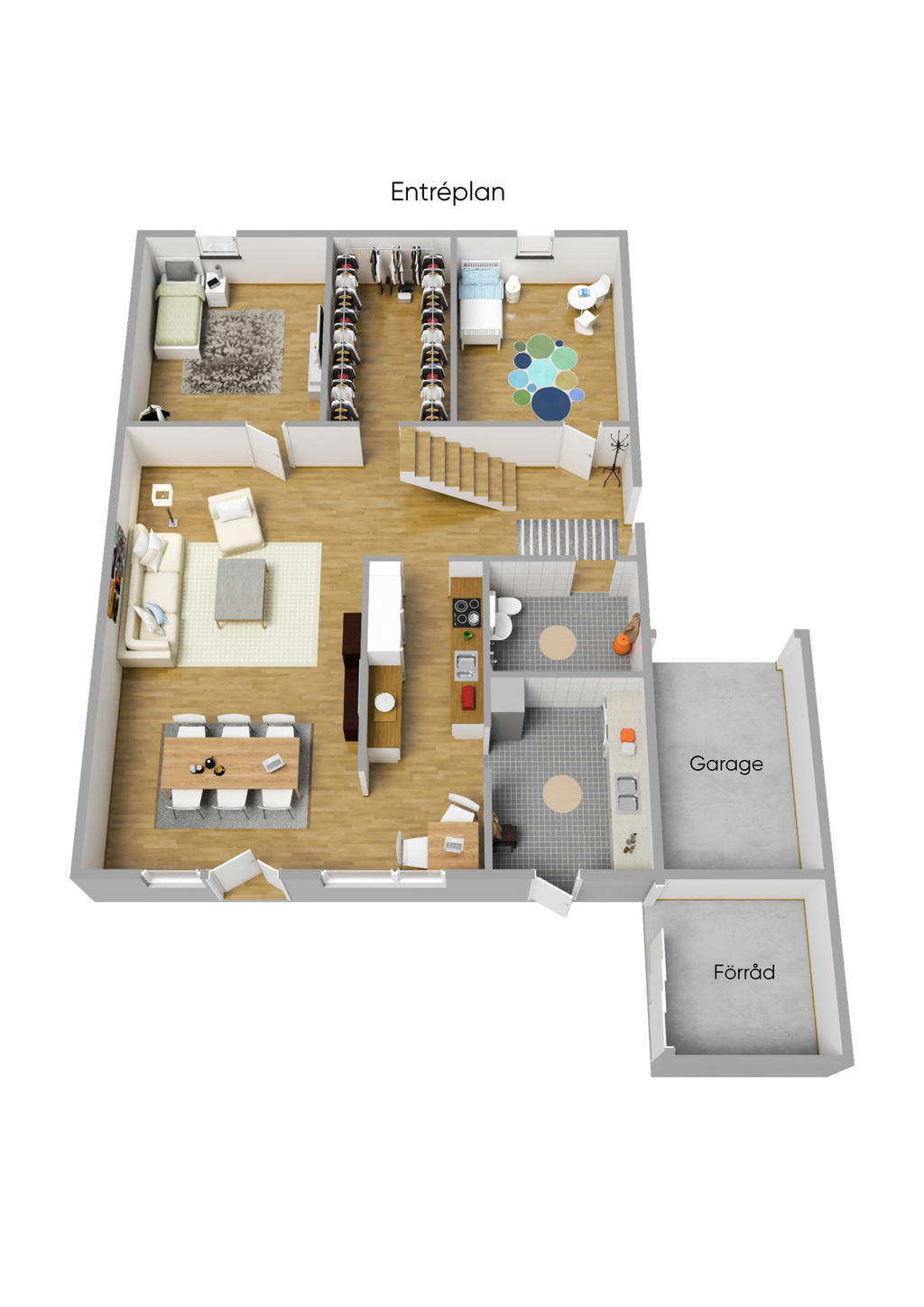 Planritning entréplan 3D