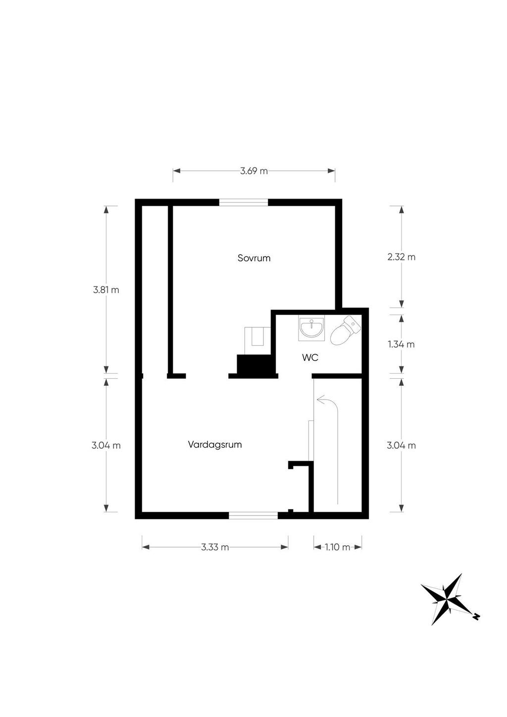 Planritning Dalagatan 13B övre