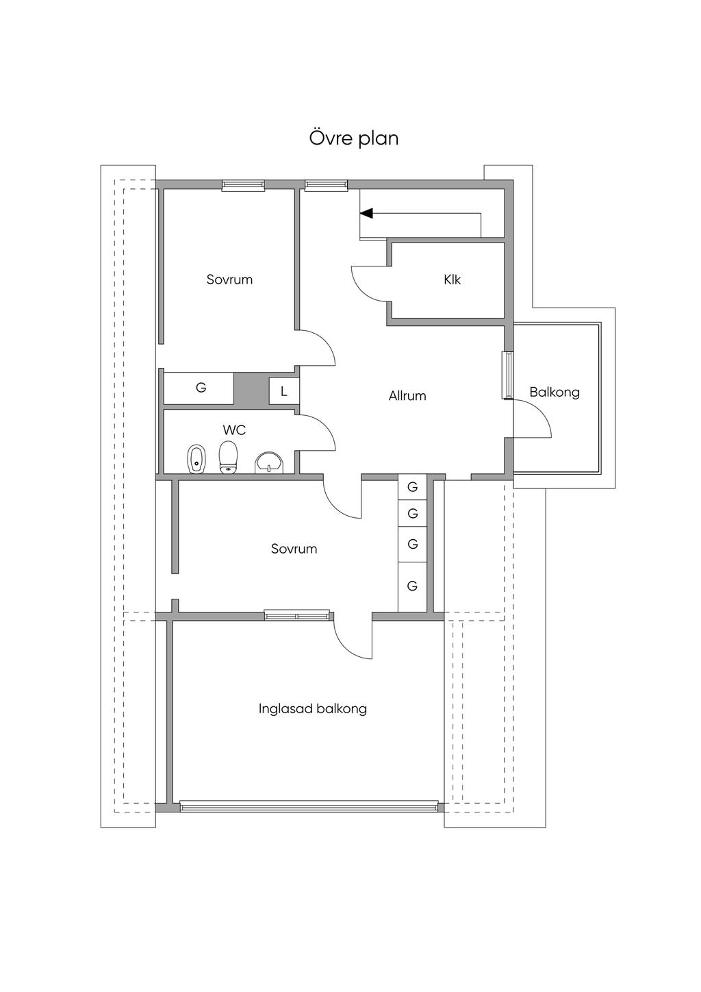 Planlösning. Övre plan
