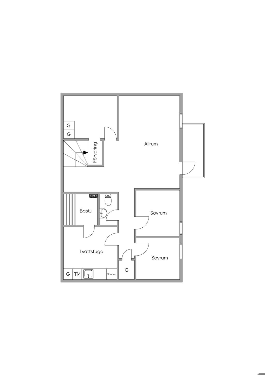 Planritning soutterängplan (ej skalenlig)