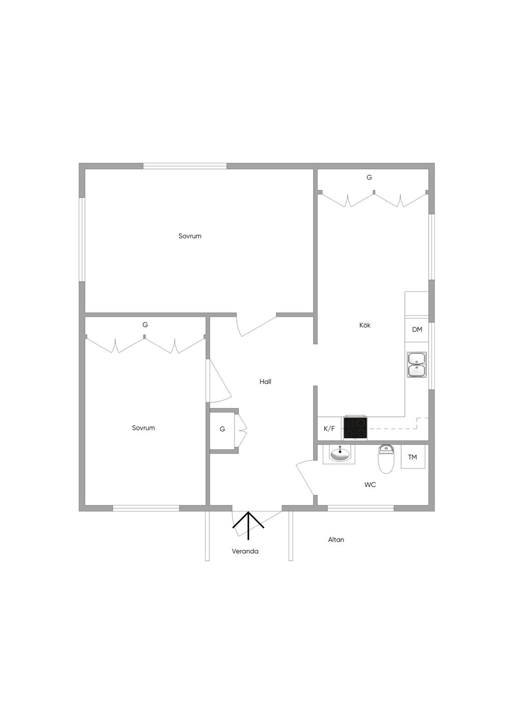 Enplanshuset - planlösning