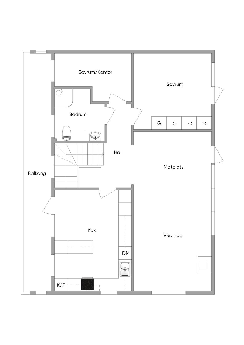 Planlösning övre plan.