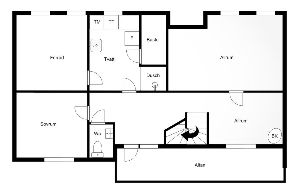 Planlösning suterrängplan 