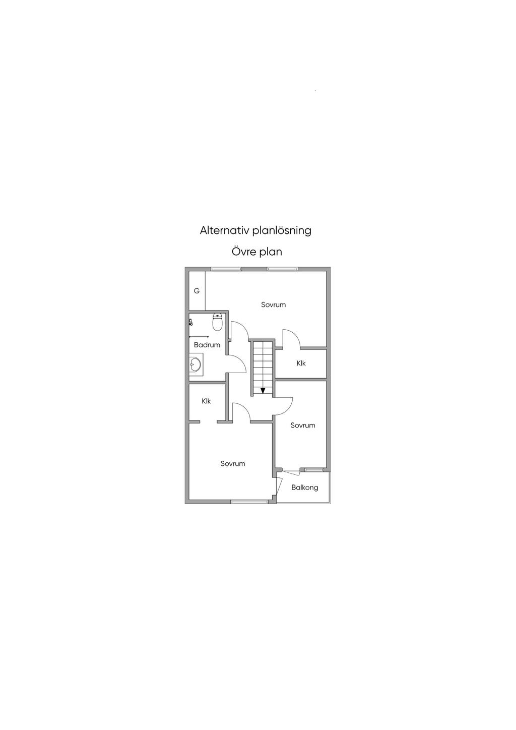 Alternativ planlösning övre plan