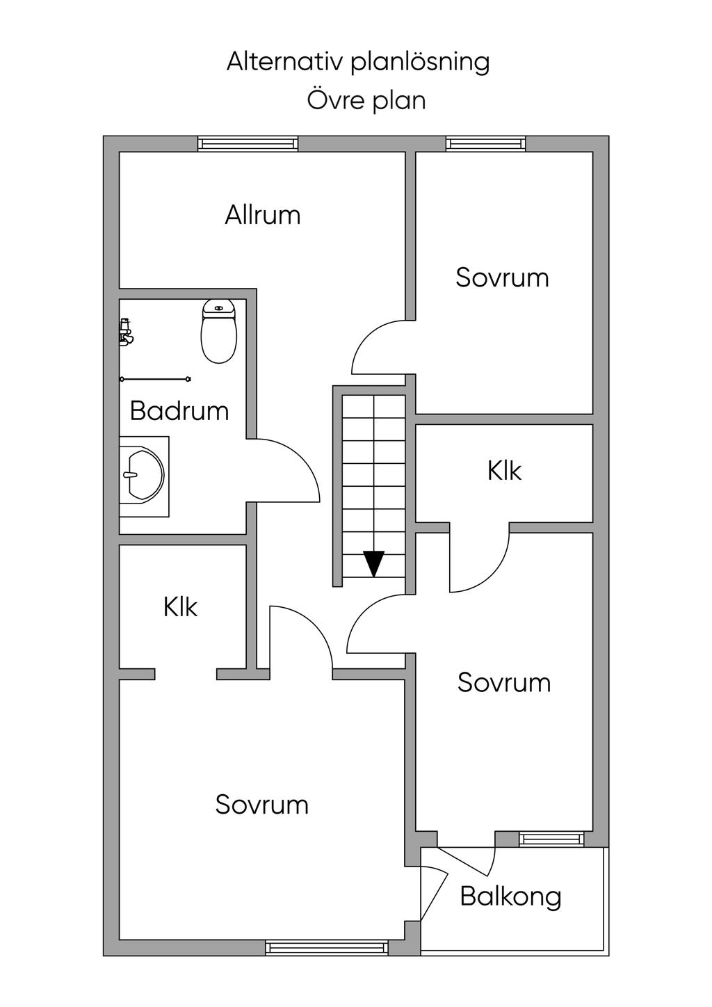 Alternativ planlösning övre plan