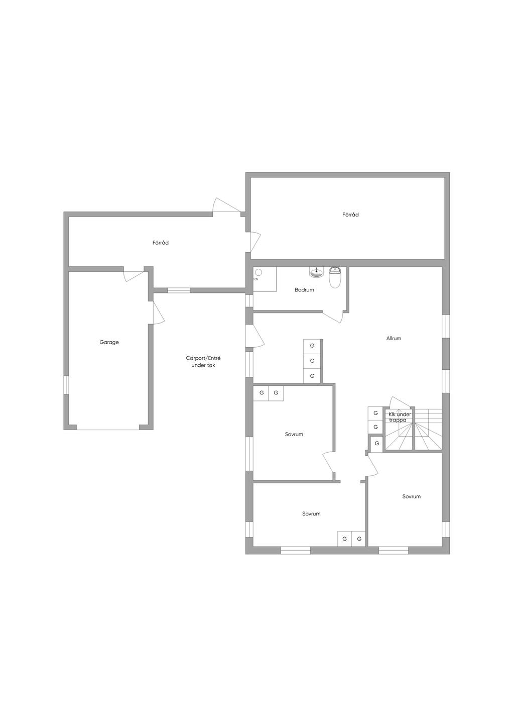 Planlösning nedre plan
