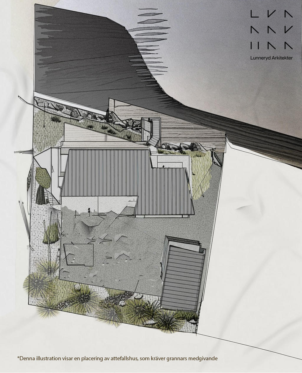 Illustrationsplan med Attefallshus