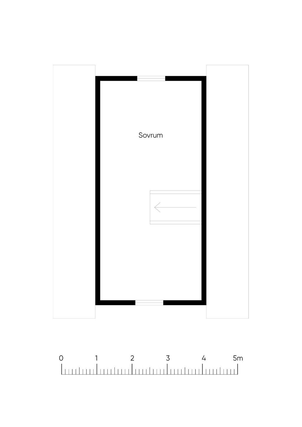 Övre plan på bostadsdelen från 1976