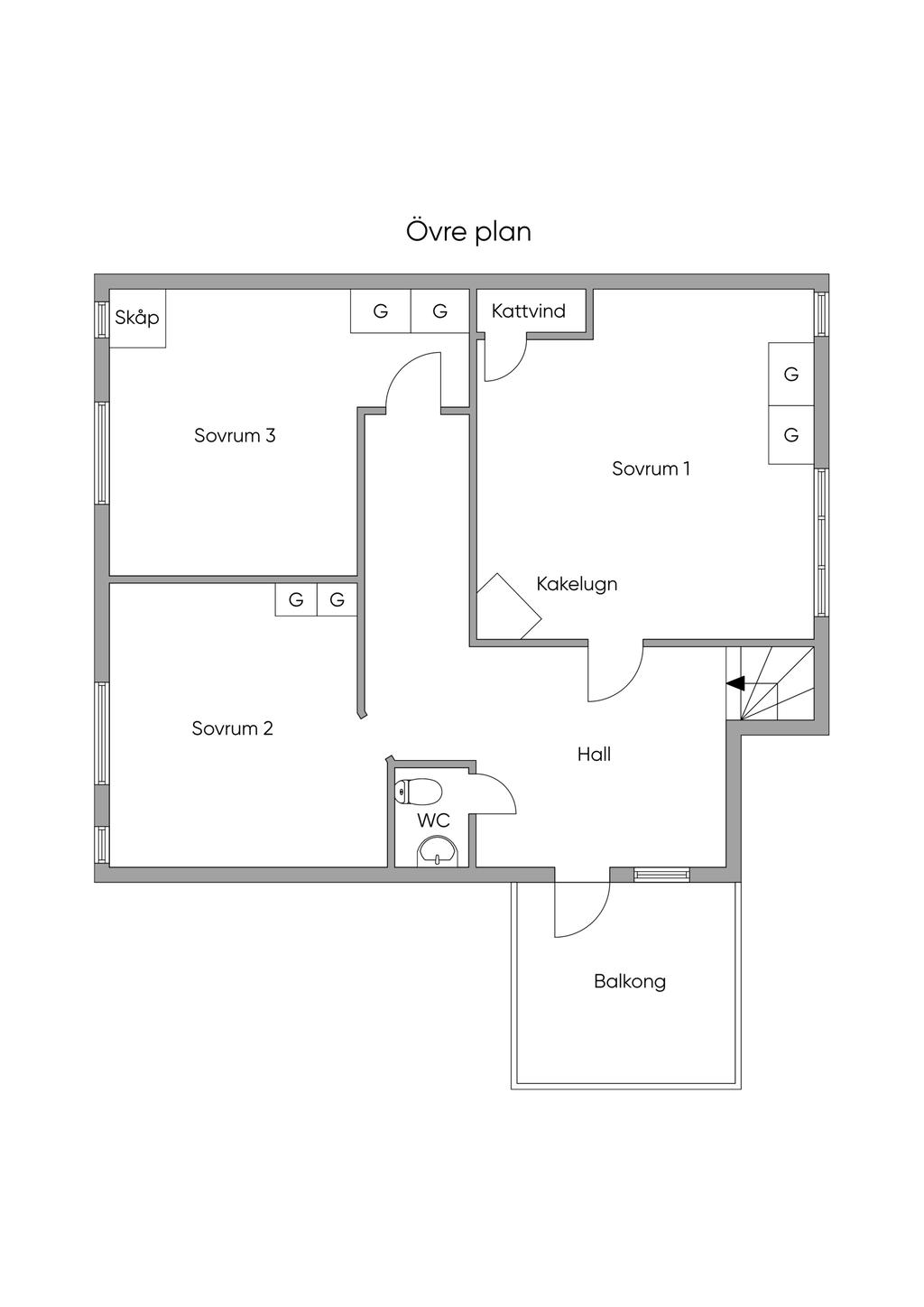 Planlösning övre plan