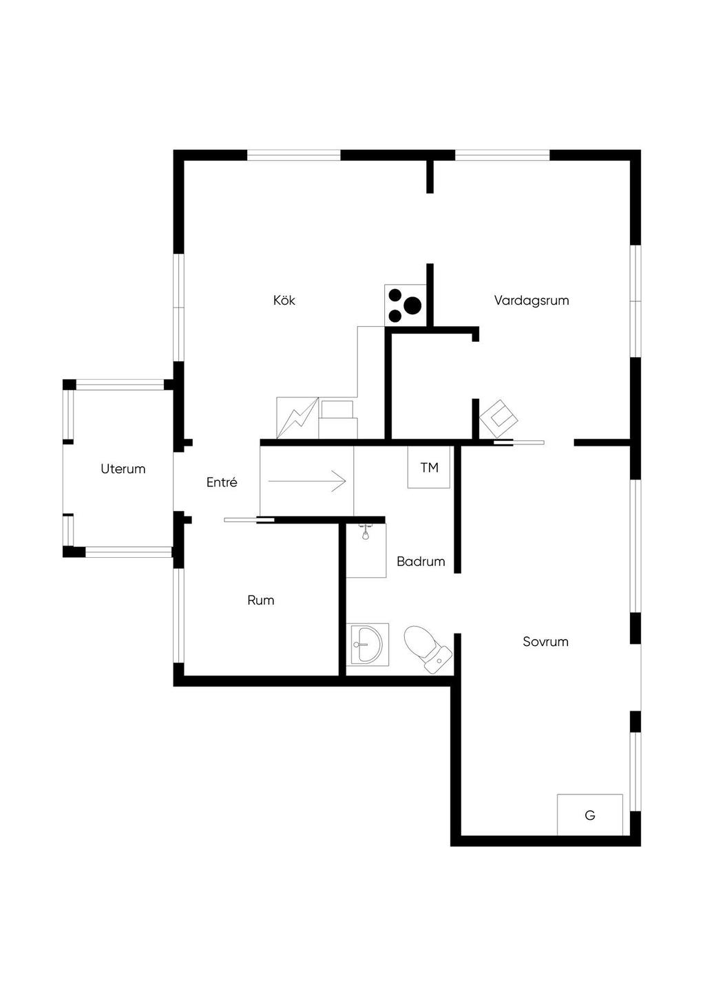 Rött hus, nedre plan