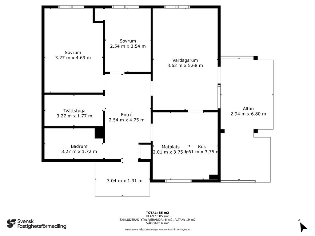 Planlösning med mått