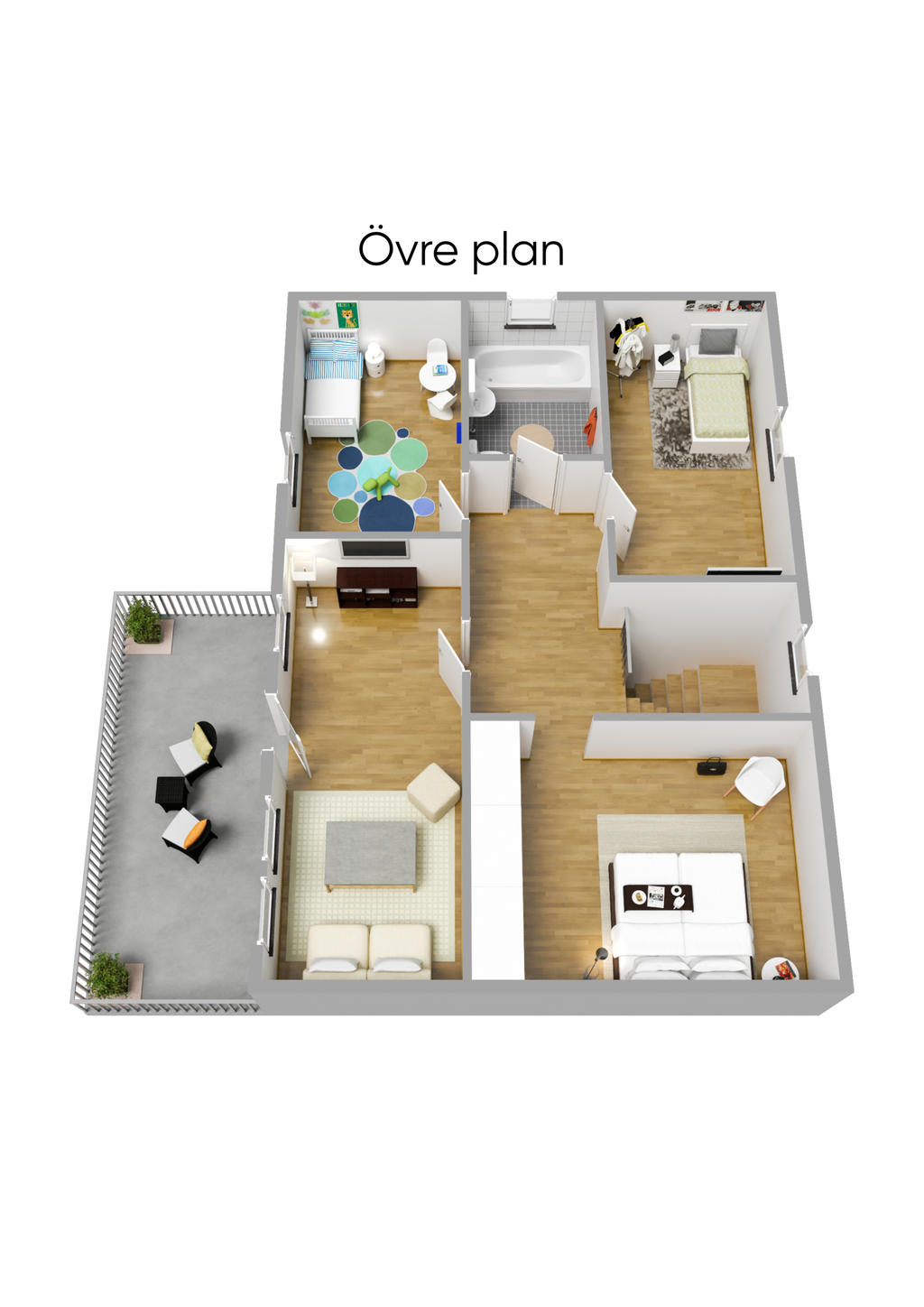 Planlösning övre plan 3D