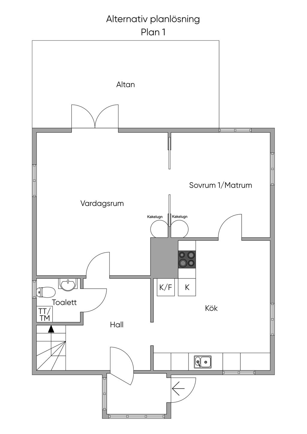 Alternativ planlösning, entréplan