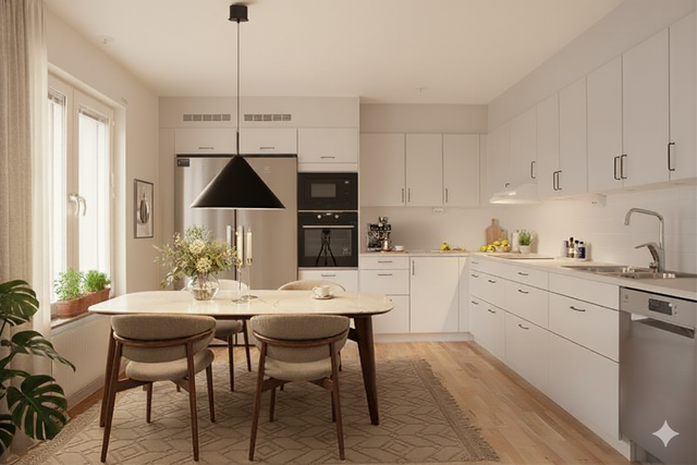 Kök från Ballingslöv med pärlgrå skåpinredning