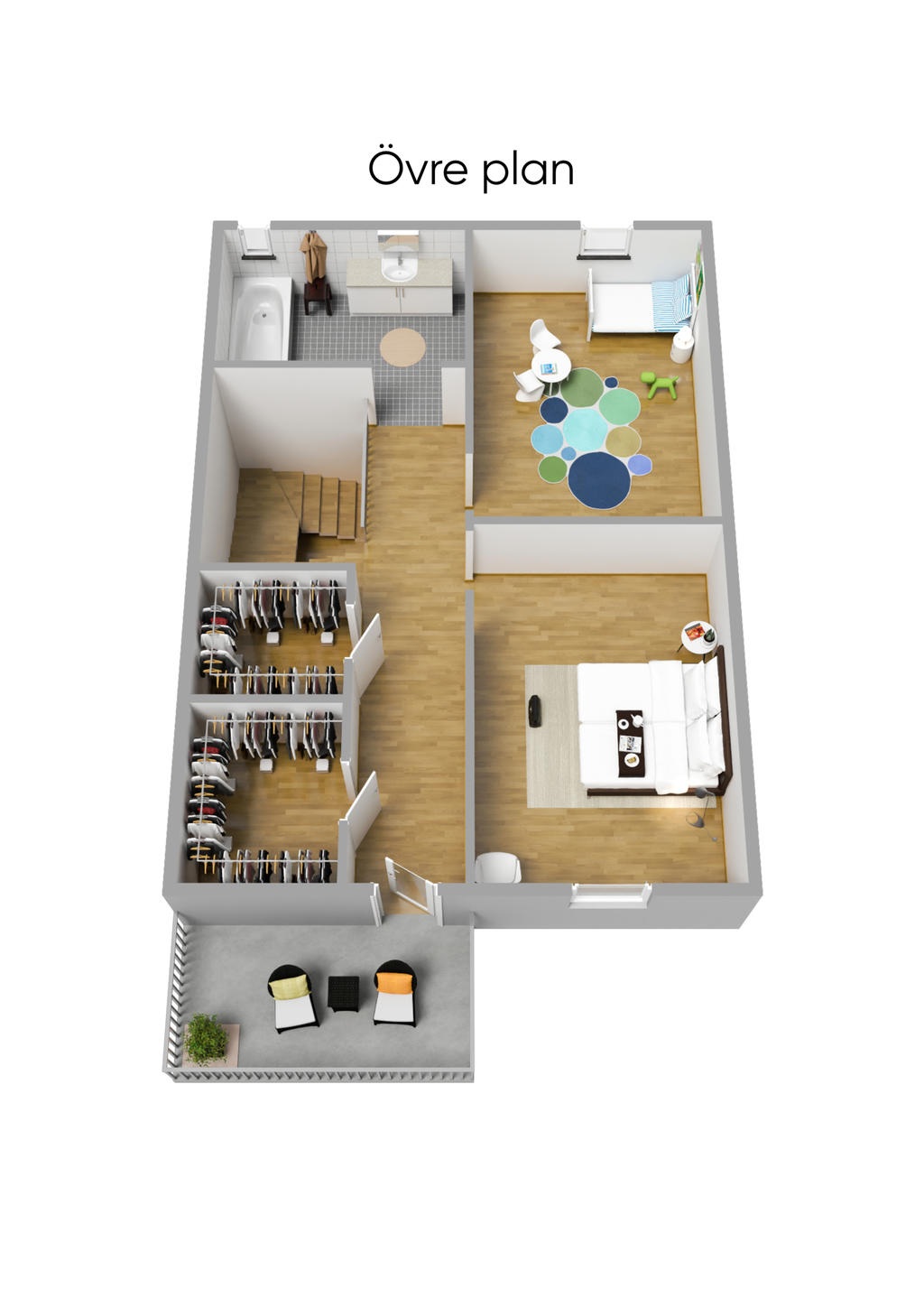 planritning övreplan 3D