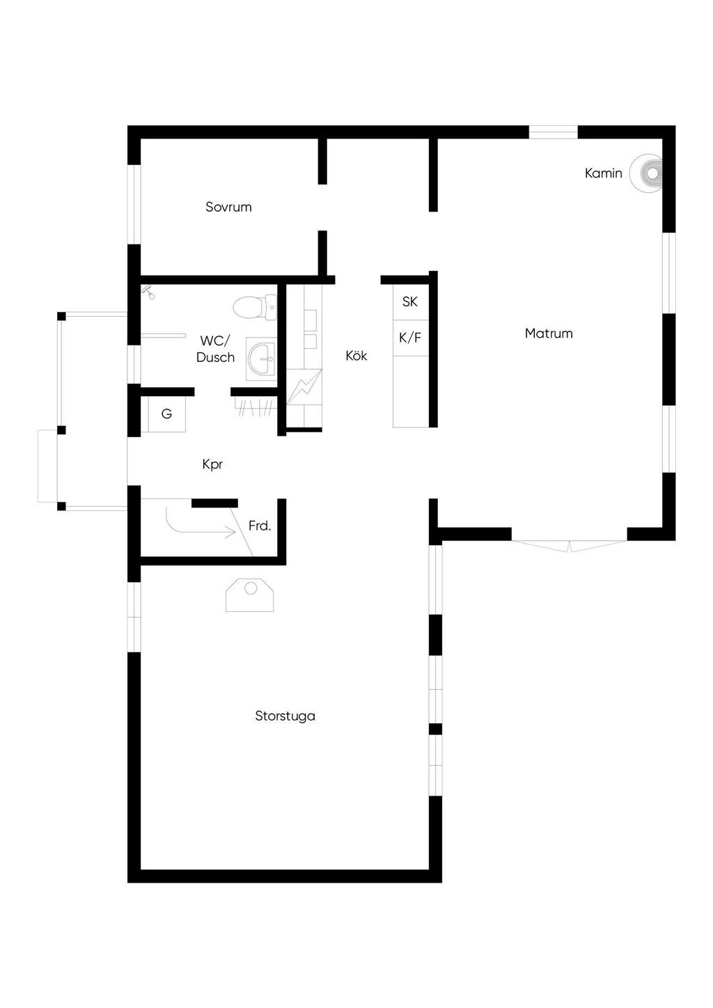 Planritning entréplan. Viss avvikelse kan förekomma.