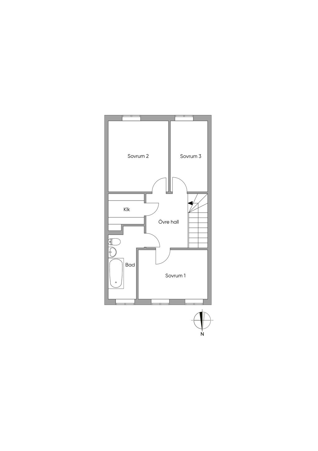 Planritning övre plan 