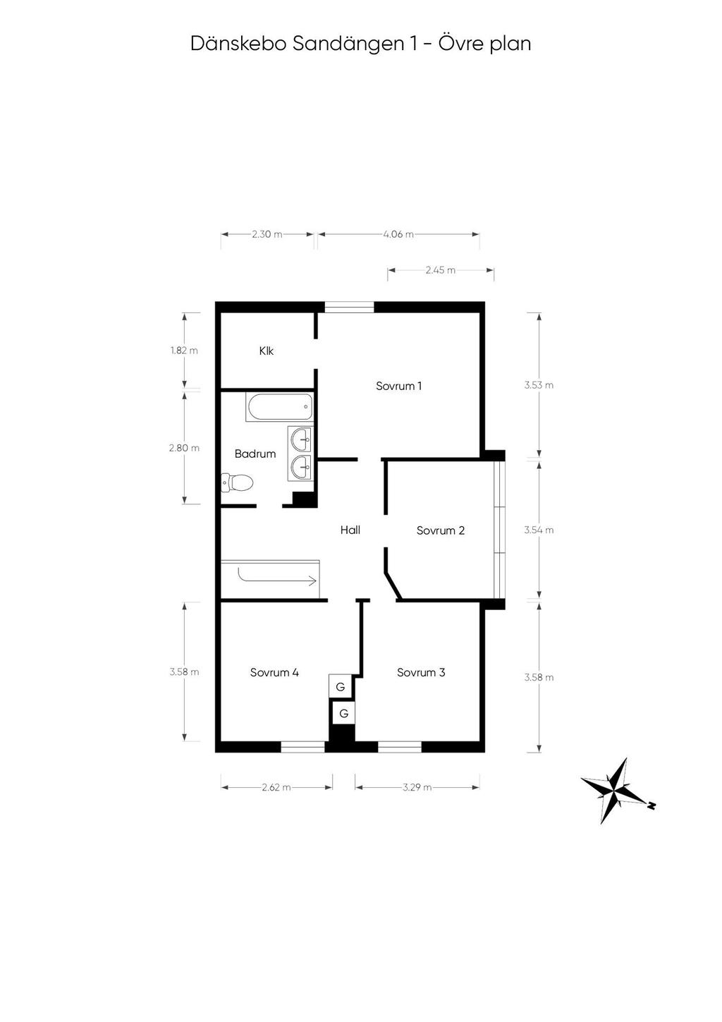 Planritning övervåning
