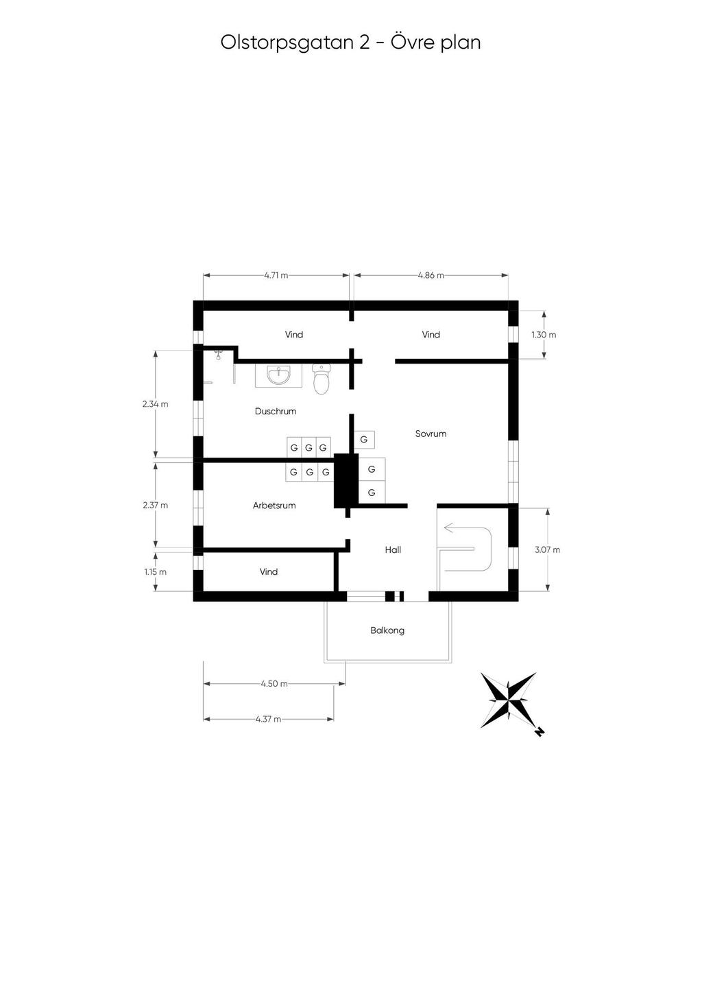 Planritning övervåning