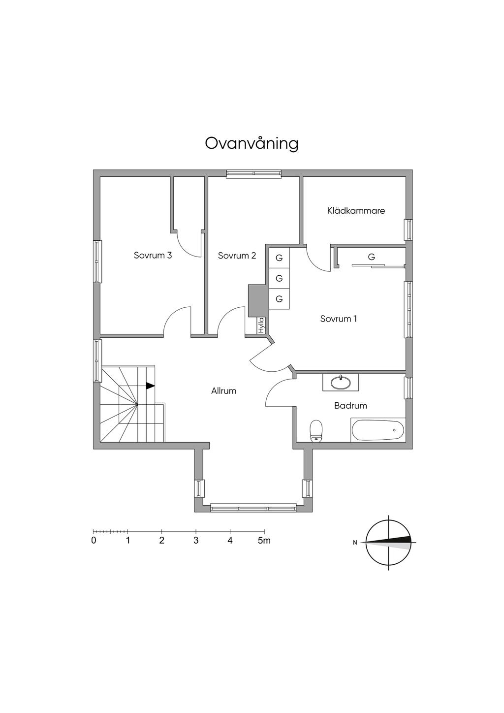 Planlösning ovanvåning