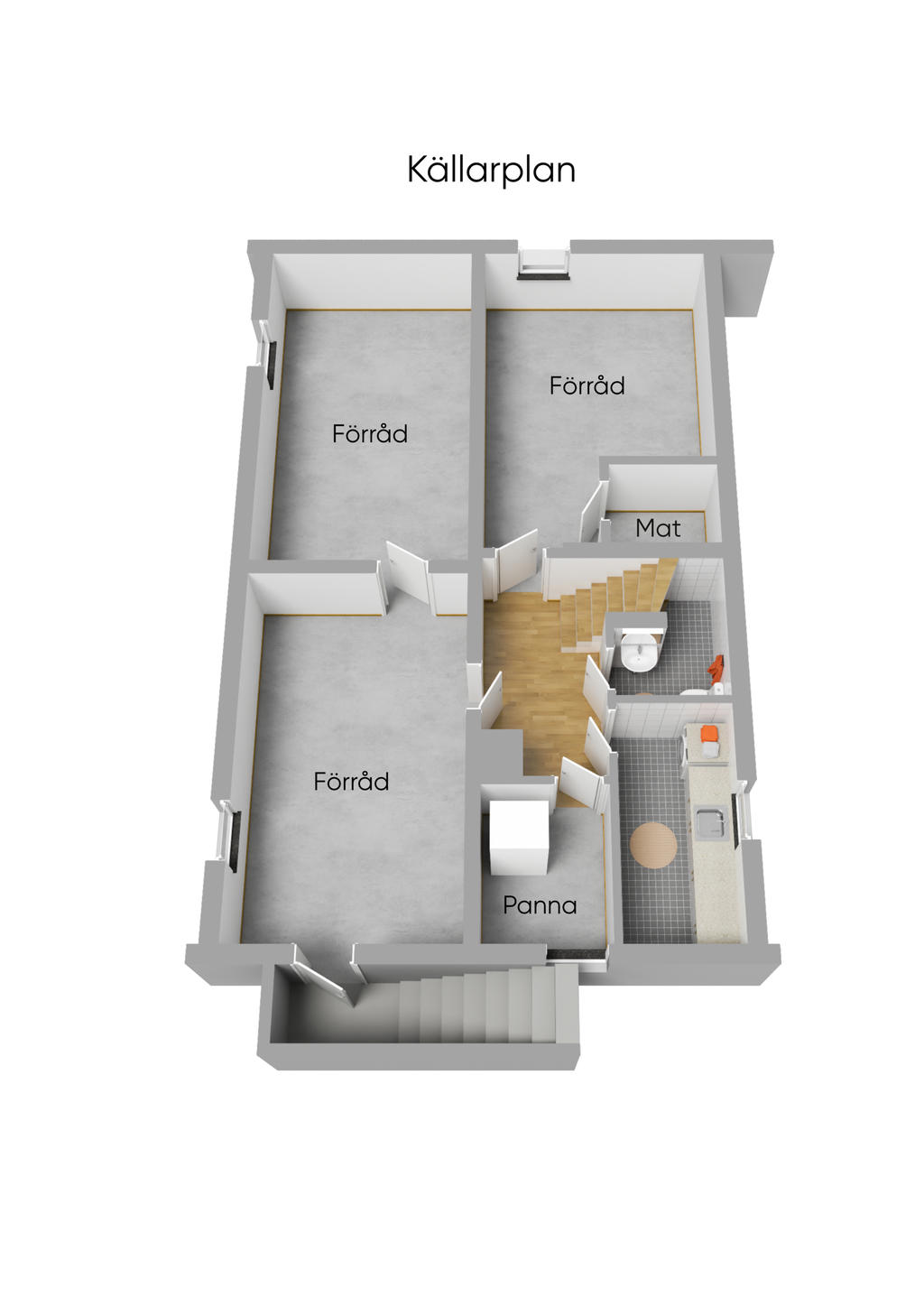 Planlösning  källarplan 3D