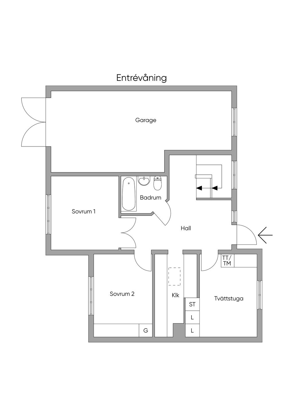 Planritning entrévåning