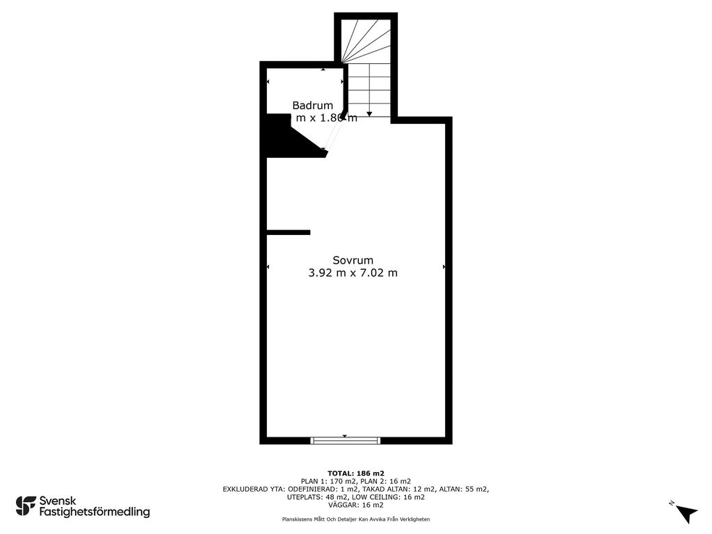 Planlösning  - gästutrymmet ovanför garaget