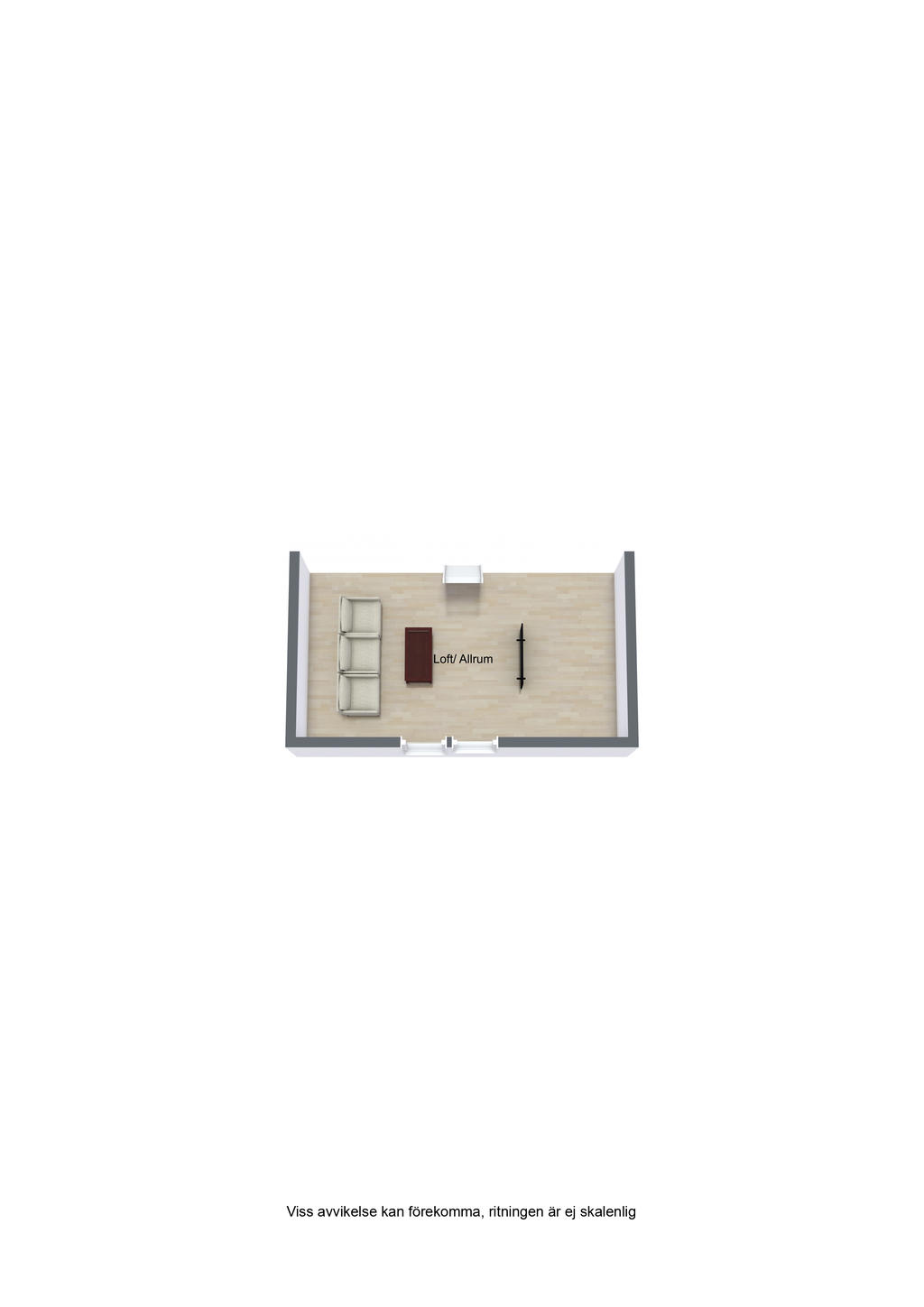 Loft/ Allrum
Går att bygga om till 2 sovrum. 