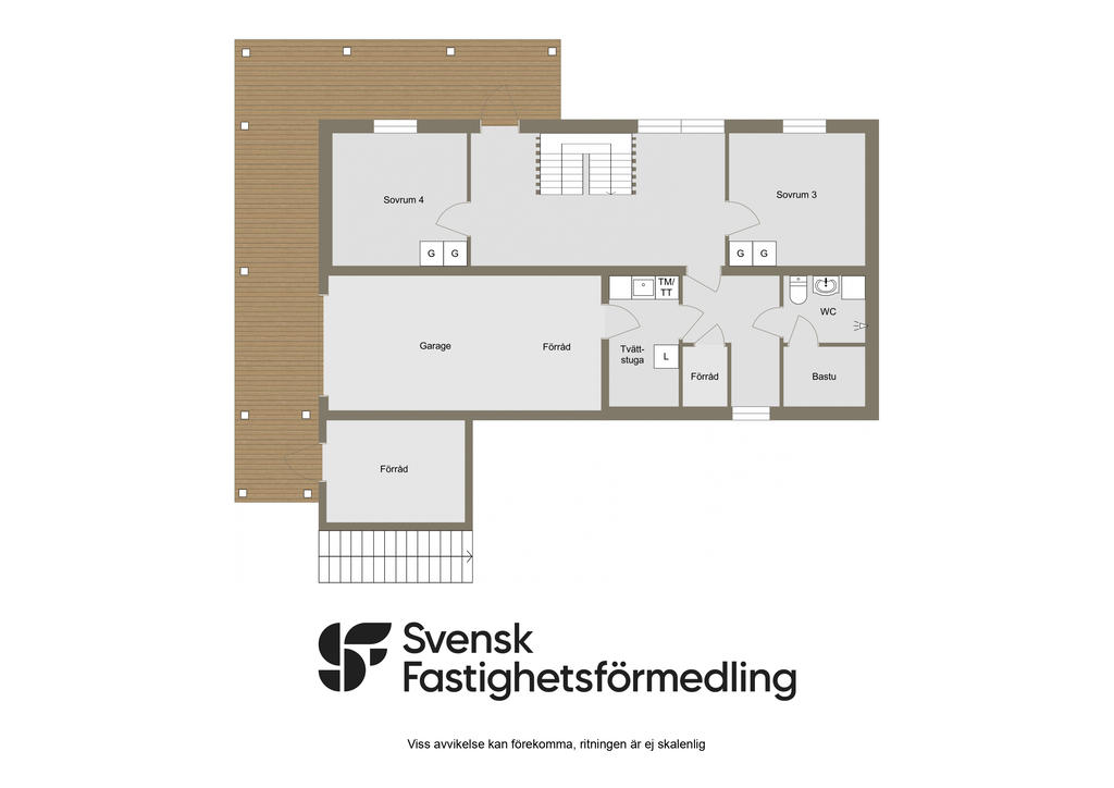 Alternativ planlösning med 2 sovrum på nedre plan
