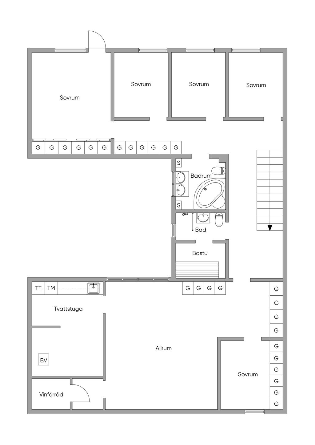 Planlösning souterrängplan