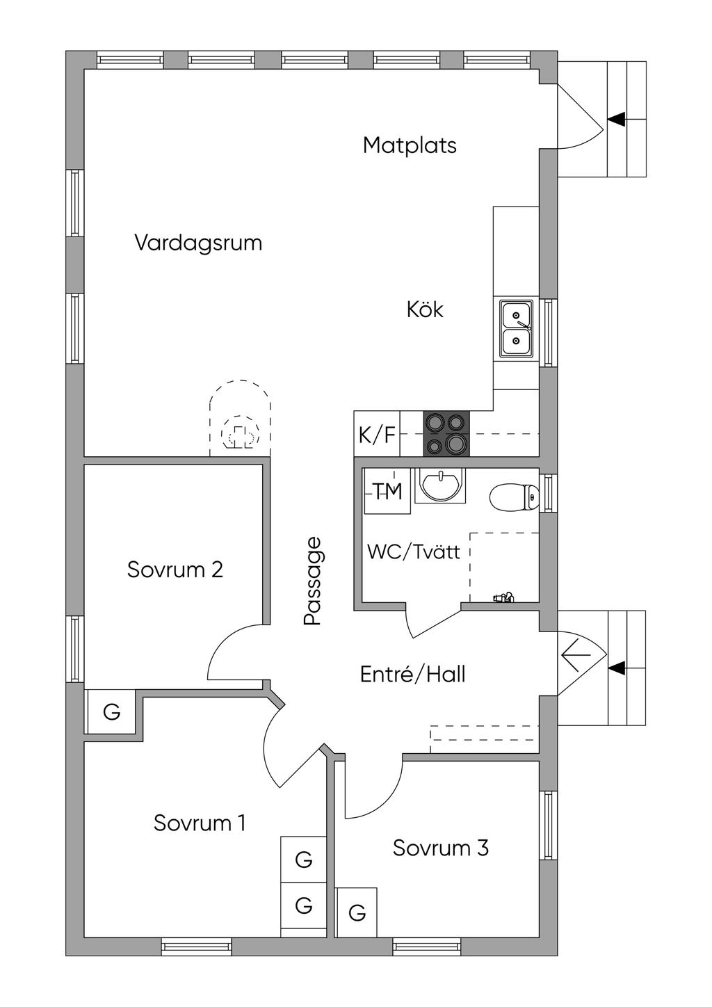 Planlösning. Ej skalenlig. Avvikelser kan förekomma. 