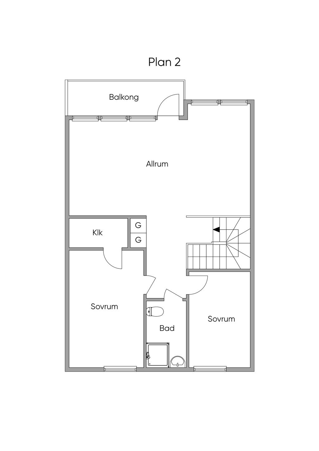 Planritning, ovanvåning