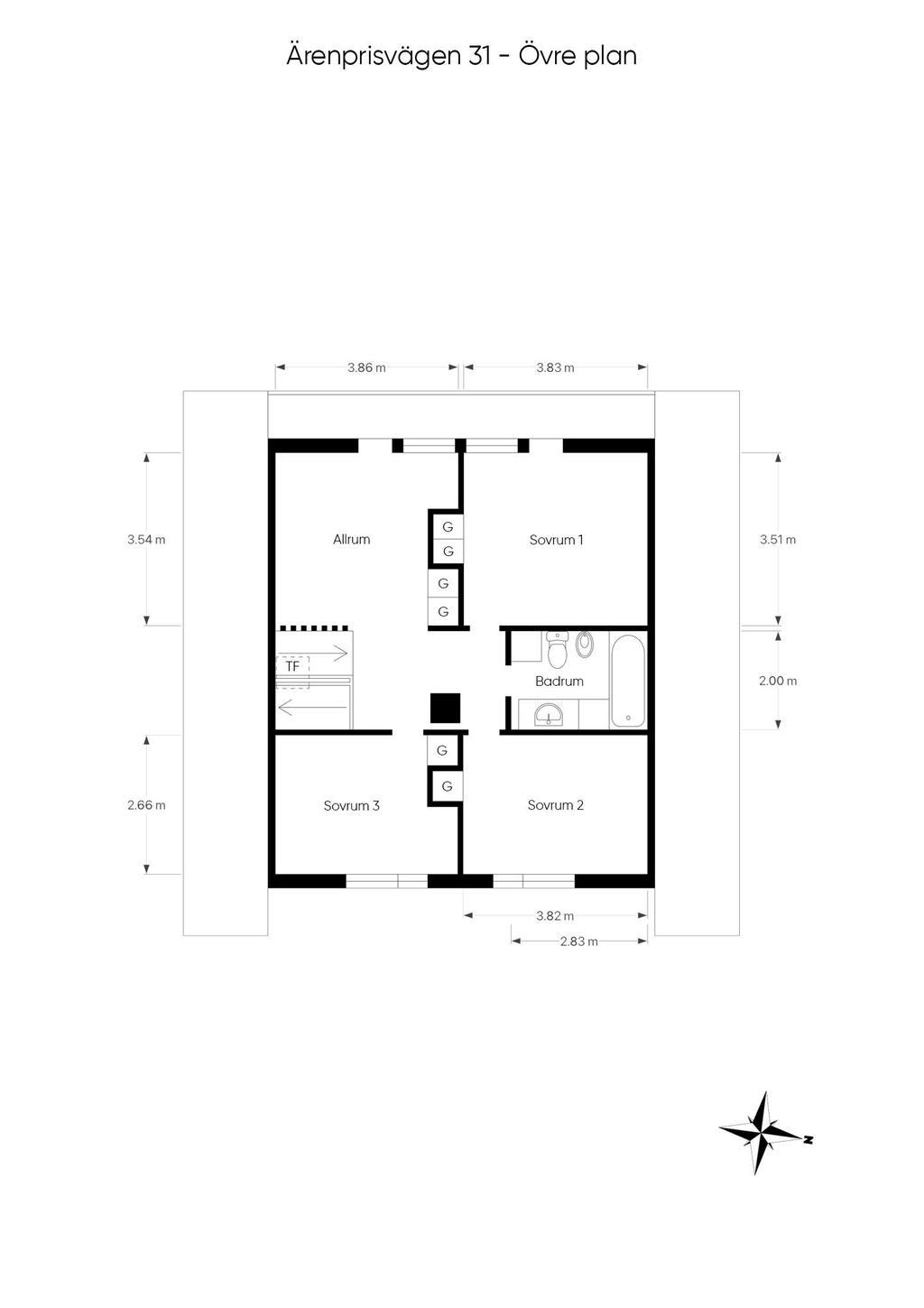 Planritning övervåning