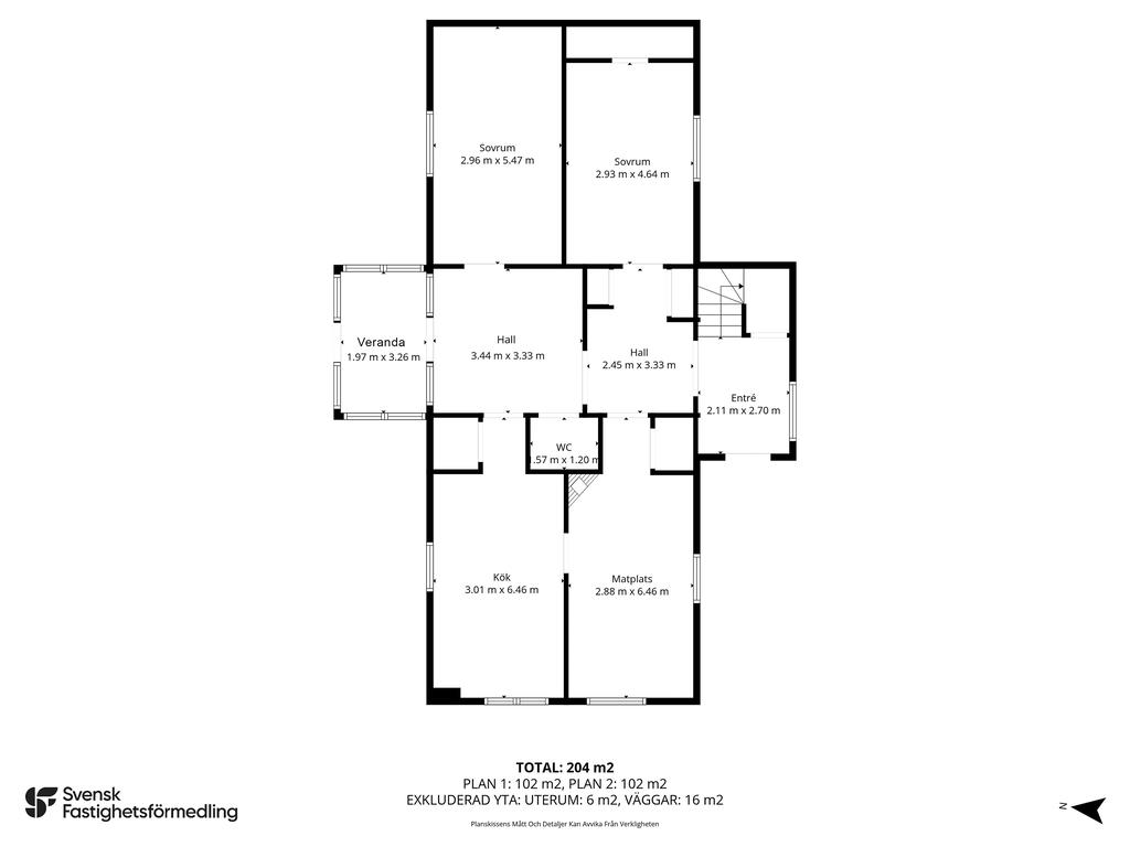 Planritning entréplan mått