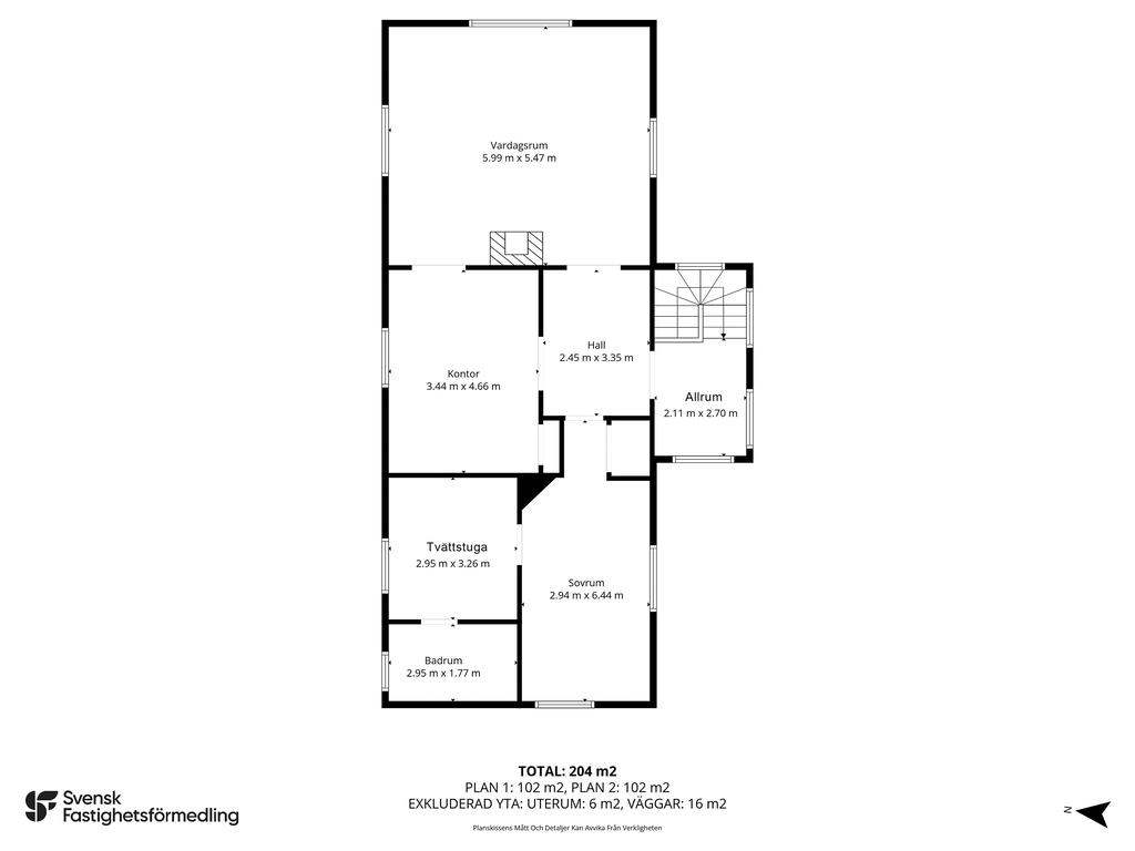 Planritning ovanvåning mått