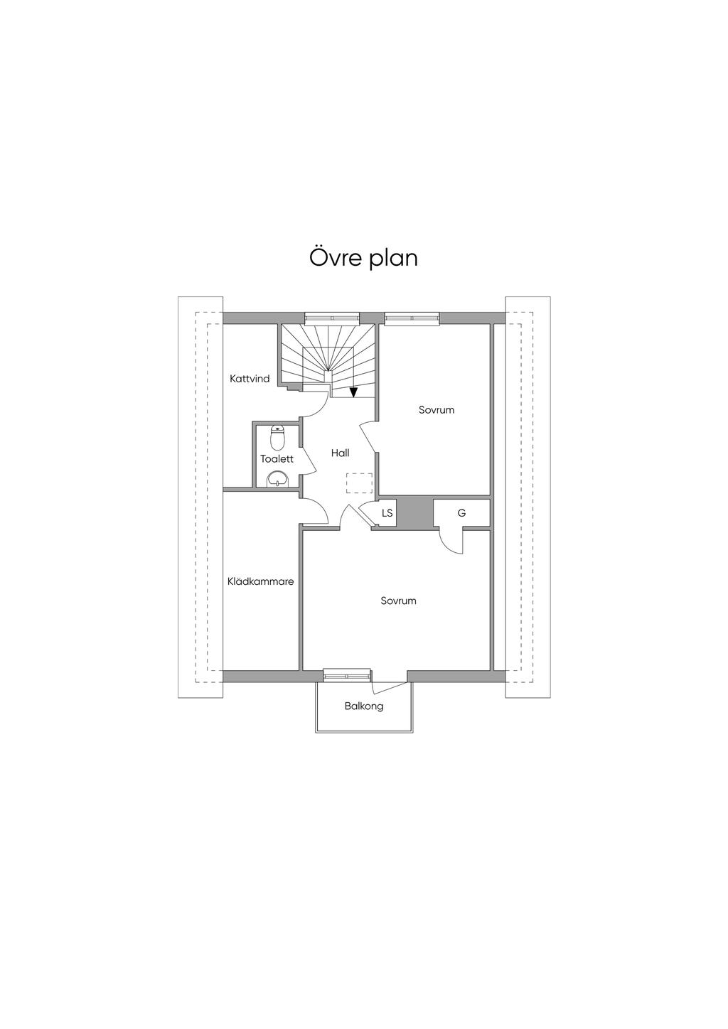 Planlösning övre plan. 